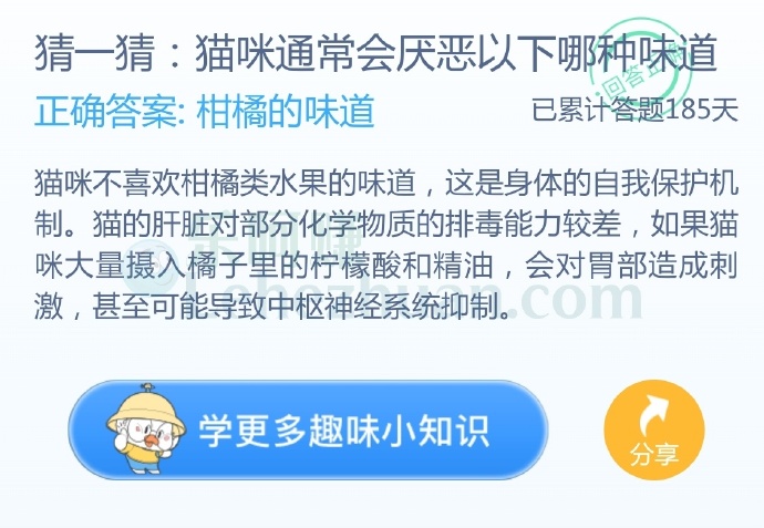 猫咪通常会厌恶以下哪种味道?