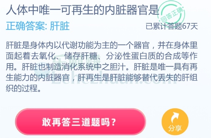 人体中唯一可再生的内脏器官是?