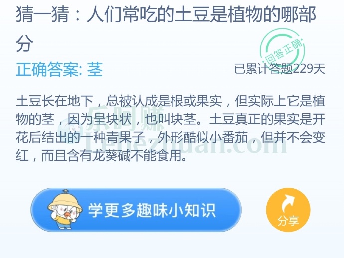人们常吃的土豆是植物的哪部分?