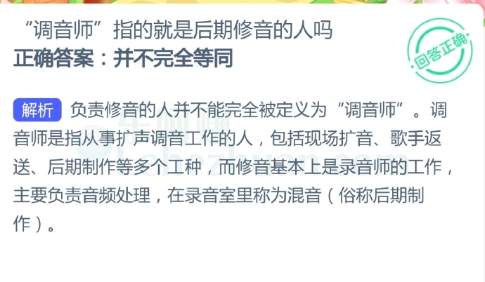 “调音师”指的就是后期修音的人吗?