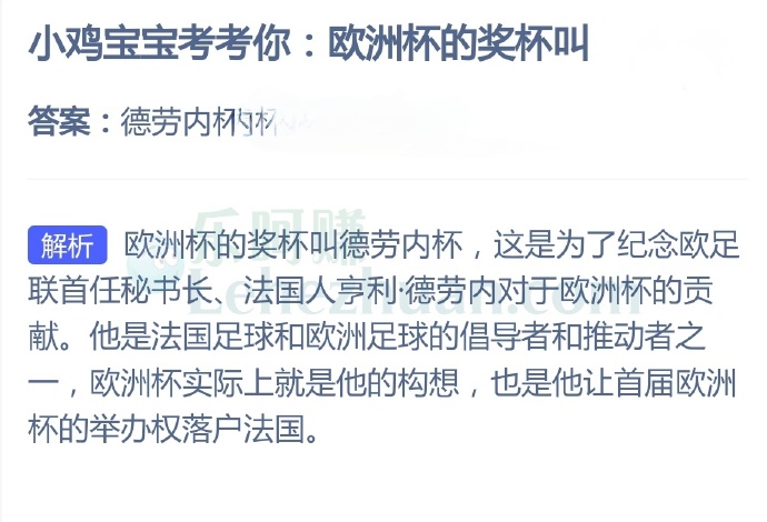 欧洲杯的奖杯叫?