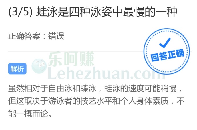 蛙泳是四种泳姿中最慢的一种?