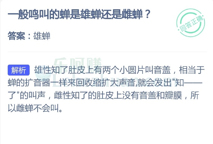 一般鸣叫的蝉是雄蝉还是雌蝉?