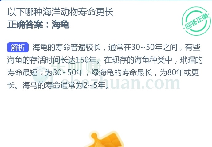 以下哪种海洋动物寿命更长?