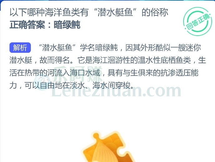 以下哪种海洋鱼类有“潜水艇鱼”的俗称?