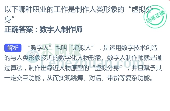 以下哪种职业的工作是制作人类形象的“虚拟分身”?