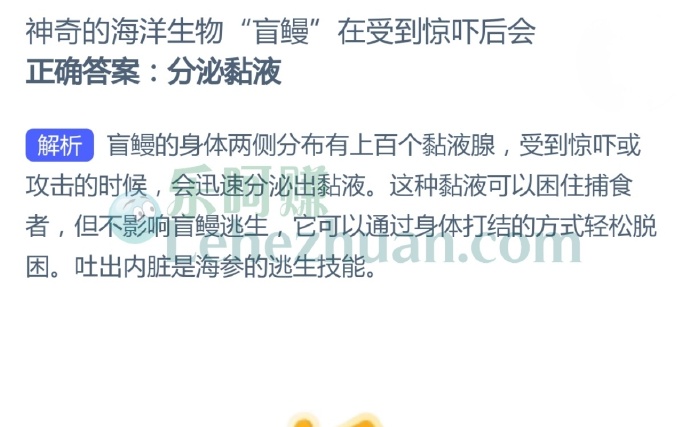 神奇的海洋生物“盲鳗”在受到惊吓后会?
