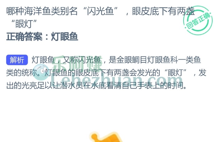 哪种海洋鱼类别名“闪光鱼”,眼皮底下有两盏“眼灯”?
