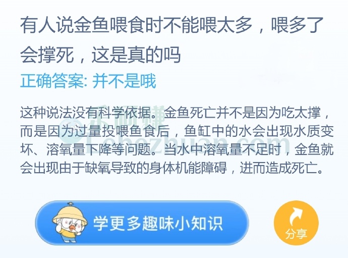 有人说金鱼喂食时不能喂太多,喂多了会撑死,这是真的吗?
