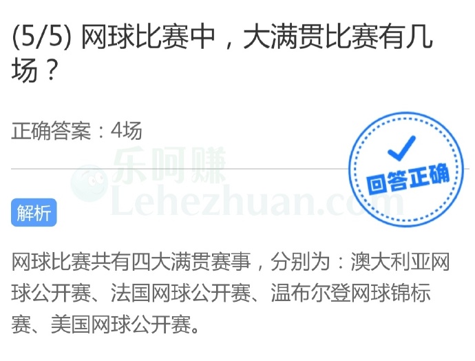 网球比赛中,大满贯比赛有几场?