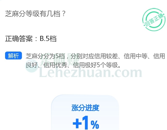 芝麻分等级有几档?