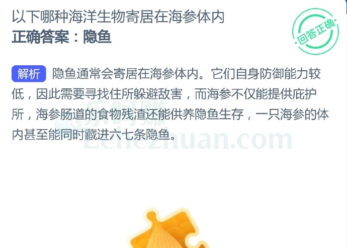 以下哪种海洋生物寄居在海参体内?