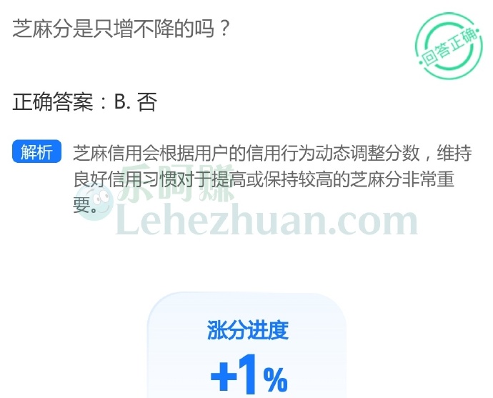 芝麻分是只增不降的吗?