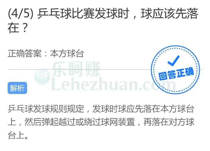 乒乓球比赛发球时,球应该先落在?