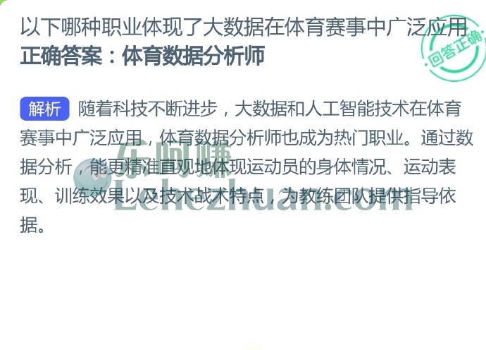 以下哪种职业体现了大数据在体育赛事中广泛应用?