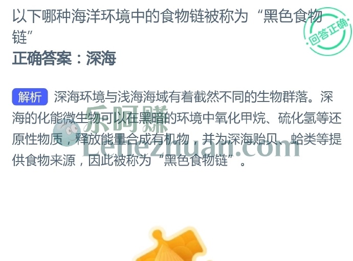 以下哪种海洋环境中的食物链被称为“黑色食物链”?