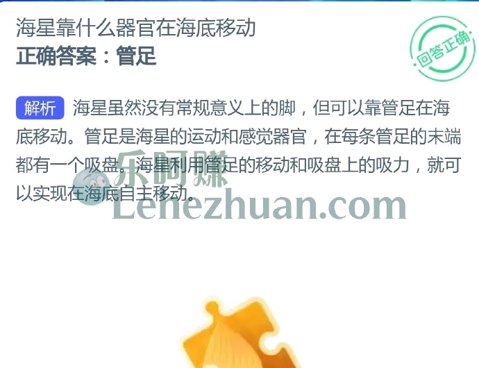 海星靠什么器官在海底移动?
