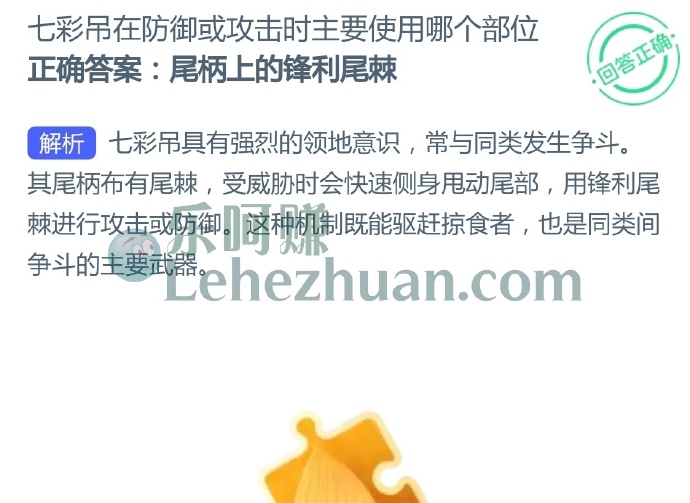 七彩吊在防御或攻击时主要使用哪个部位?