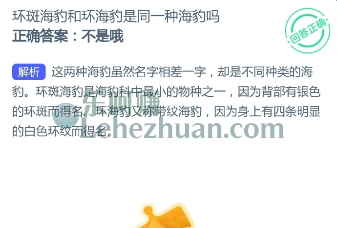 环斑海豹和环海豹是同一种海豹吗?