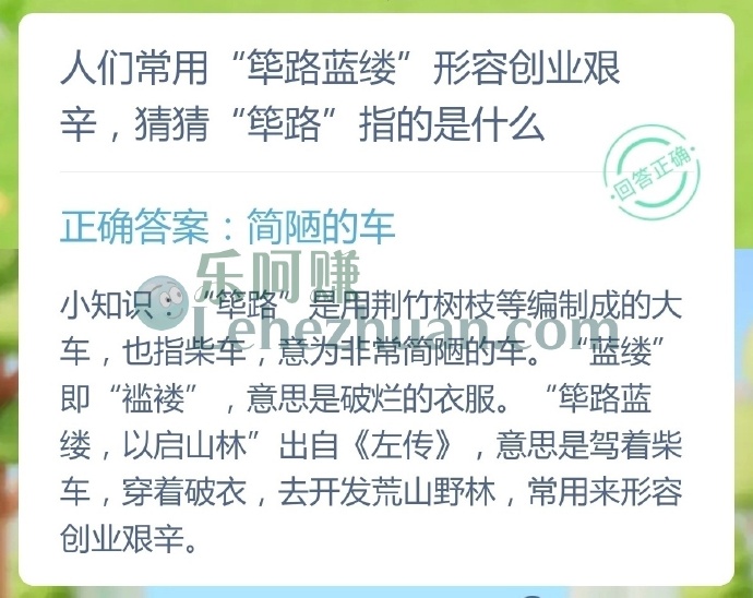 人们常用筚路蓝缕形容创业艰辛,猜猜筚路指的是什么?