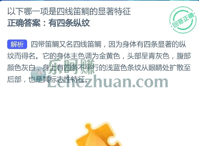 以下哪一项是四线笛鲷的显著特征?