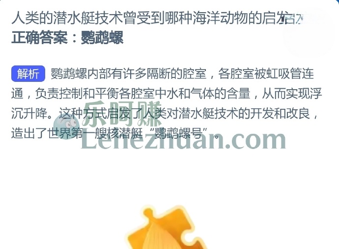 人类的潜水艇技术曾受到哪种海洋动物的启发?