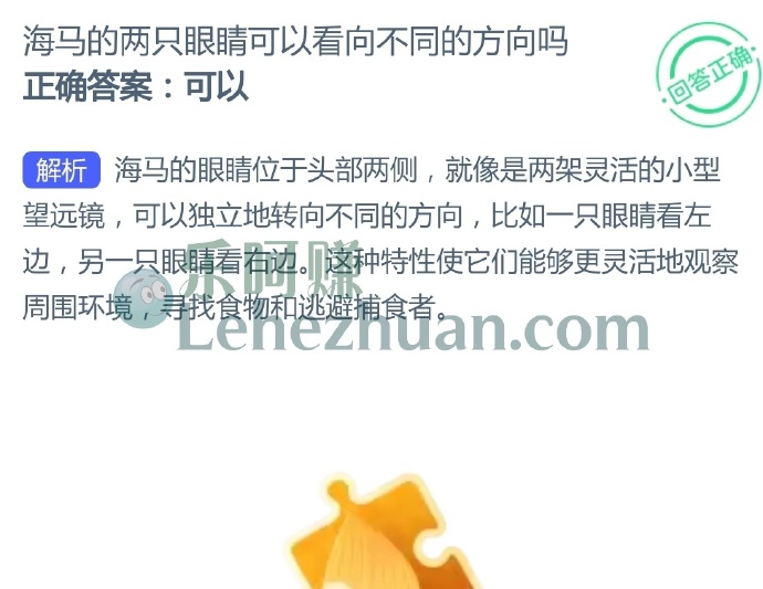 海马的两只眼睛可以看向不同的方向吗?