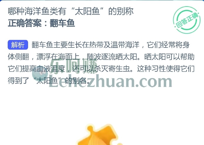 哪种海洋鱼类有太阳鱼的别称?