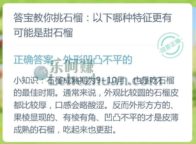 哪种特征更有可能是甜石榴?