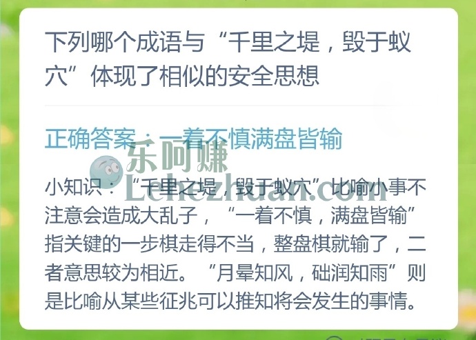 下列哪个成语与千里之堤,毁于蚁穴体现了相似的安全思想?