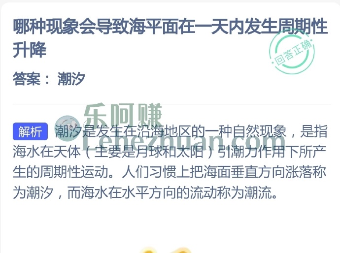 哪种现象会导致海平面在一天内发生周期性升降?