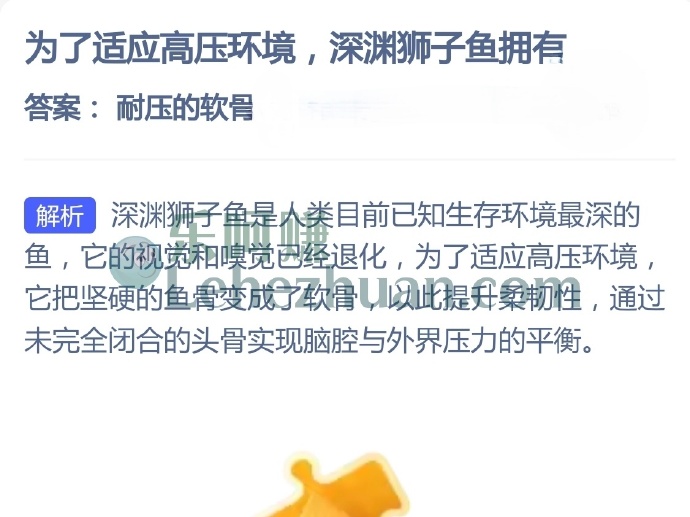 为了适应高压环境,深渊狮子鱼拥有?
