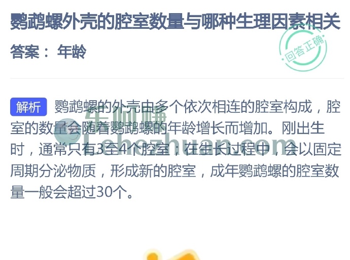 鹦鹉螺外壳的腔室数量与哪种生理因素相关?
