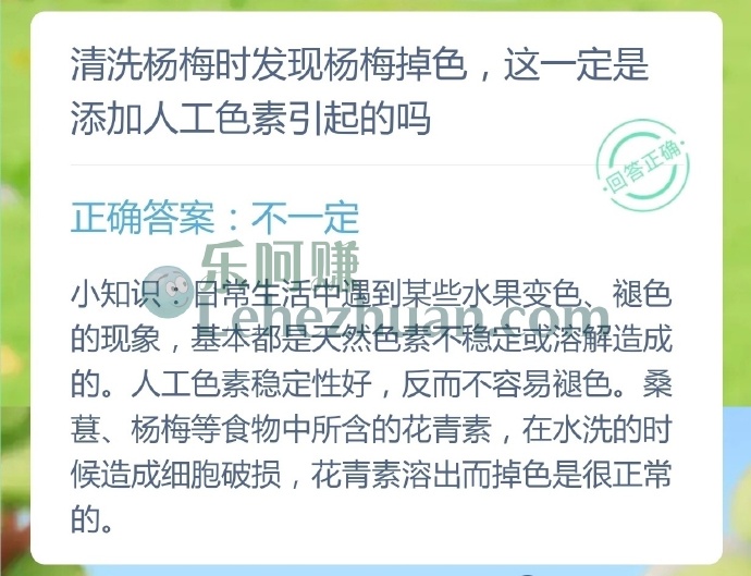 清洗杨梅时发现杨梅掉色,这一定是添加人工色素引起的吗?