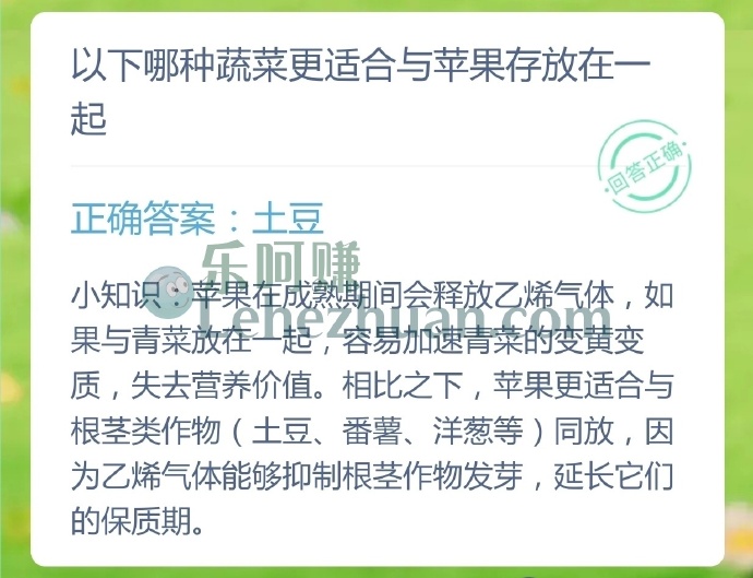 以下哪种蔬菜更适合与苹果存放在一起?
