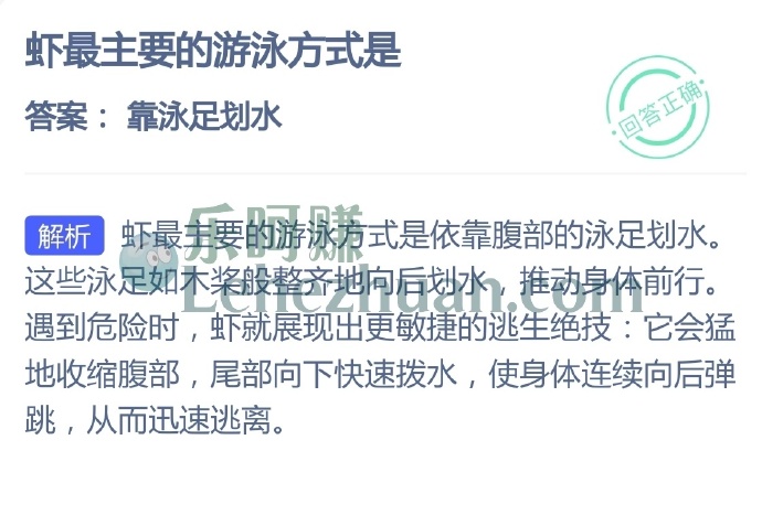 虾最主要的游泳方式是?