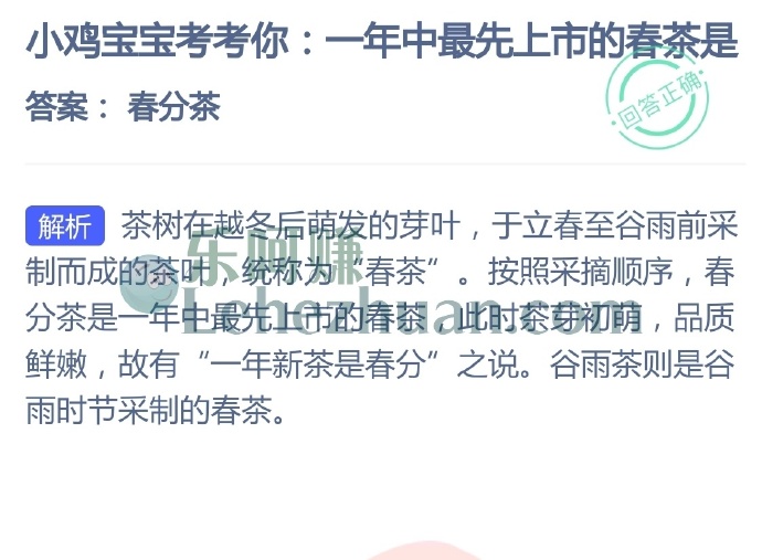 一年中最先上市的春茶是?