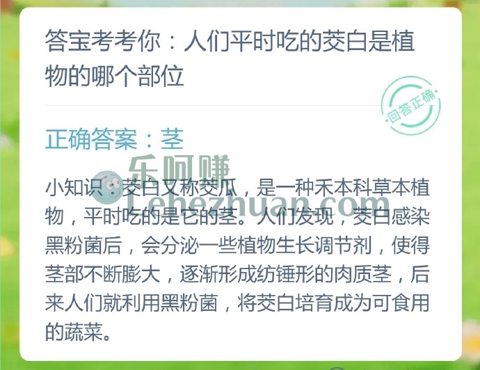 人们平时吃的茭白是植物的哪个部位?