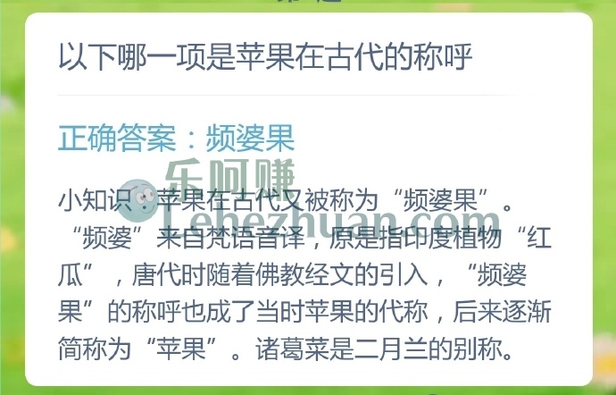苹果在古代的称呼是?
