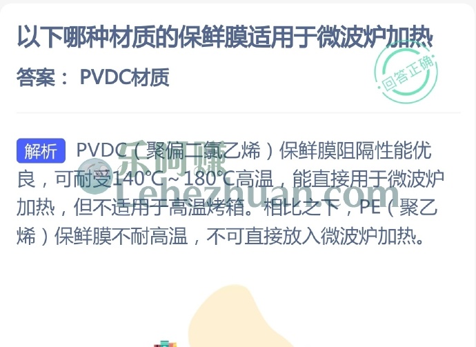 以下哪种材质的保鲜膜适用于微波炉加热?