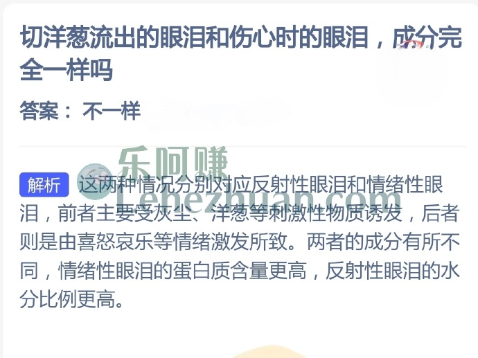 切洋葱流出的眼泪和伤心时的眼泪,成分完全一样吗?